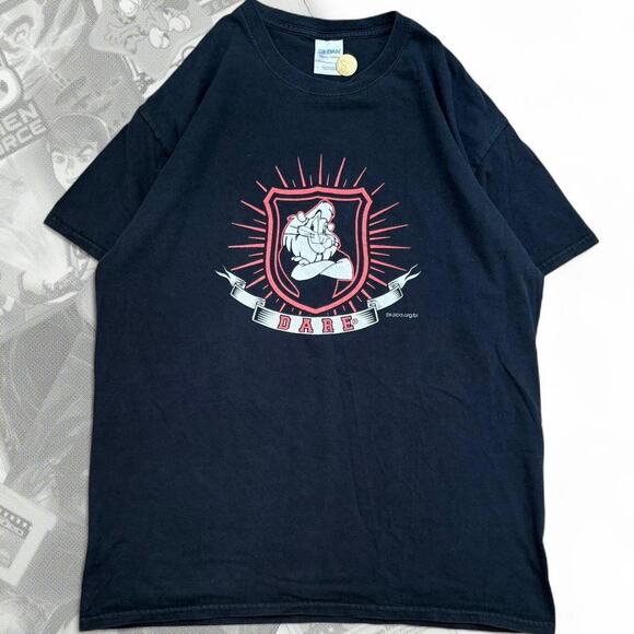 Y2K Black DARE PBS Cartoon Lion Graphic Tee - Picture 1 of 6